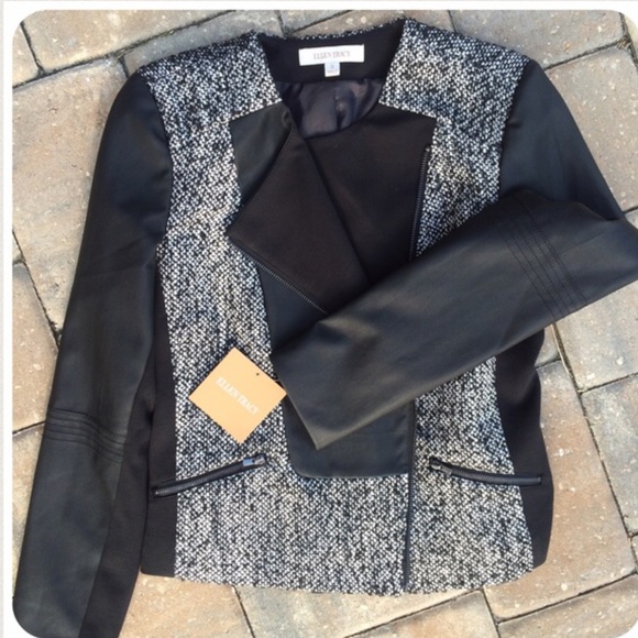 Ellen Tracy Leather Moto Style Jacket - Picture 2 of 4